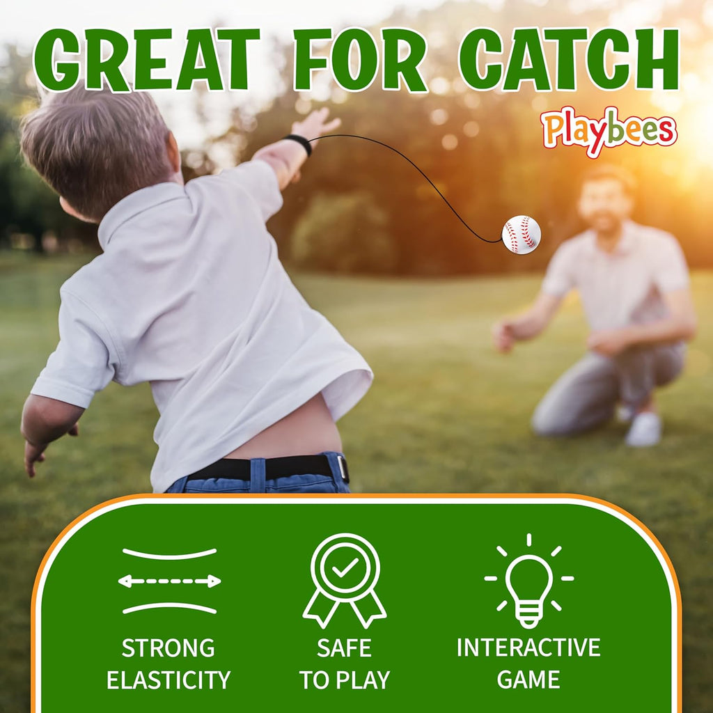Playbees Reactive Practice Baseballs - Elastic Cord Training Balls for Kids | 6-Pack Fun Outdoor Activity