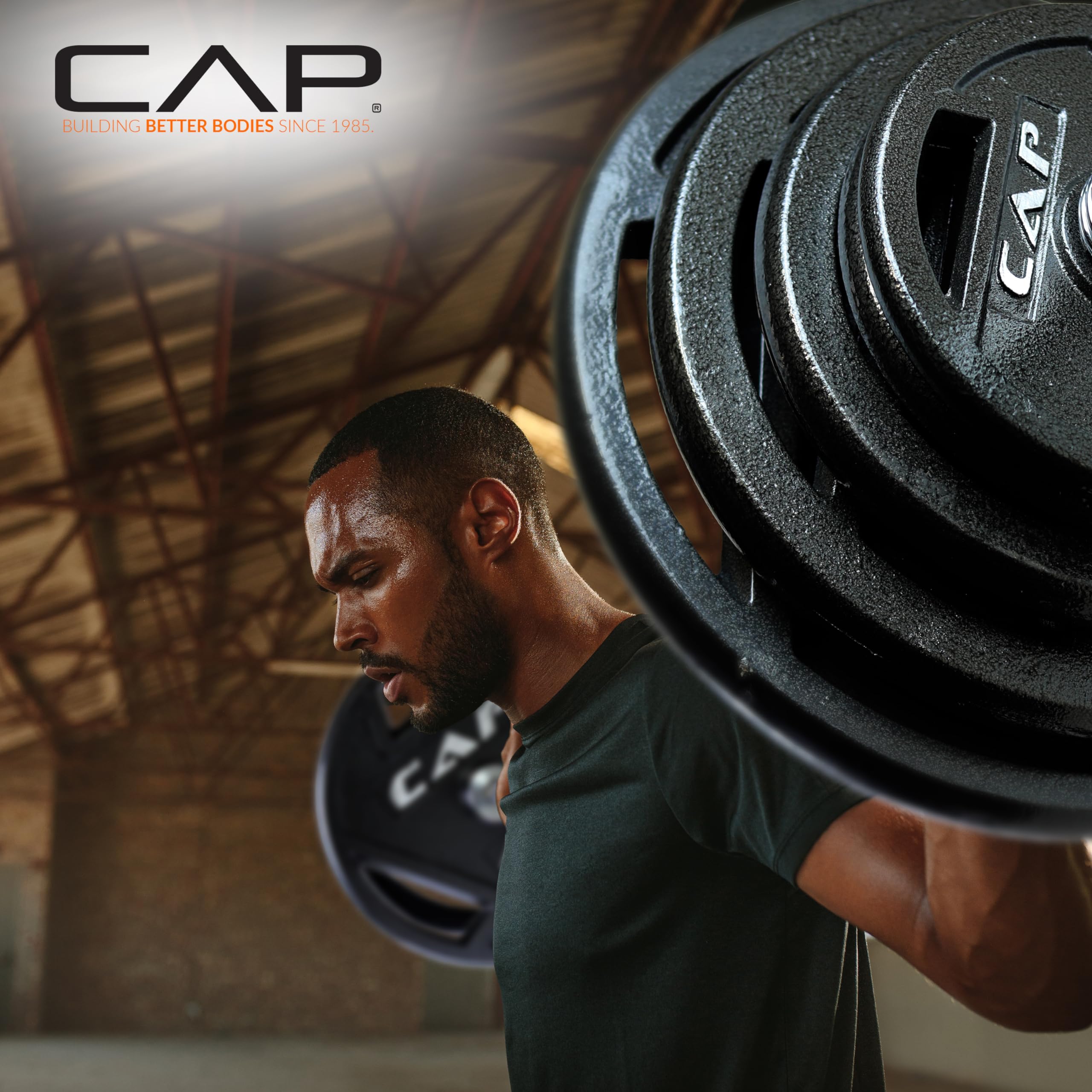 CAP Barbell 10 LB Cast Iron Olympic 2-Inch Grip Weight Plate - Set of 4 | Black