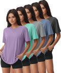Kinglaman Workout Tops for Women - 5/6 Pack Dry Fit UV Protection Athletic Tees | Perfect for Yoga & Gym