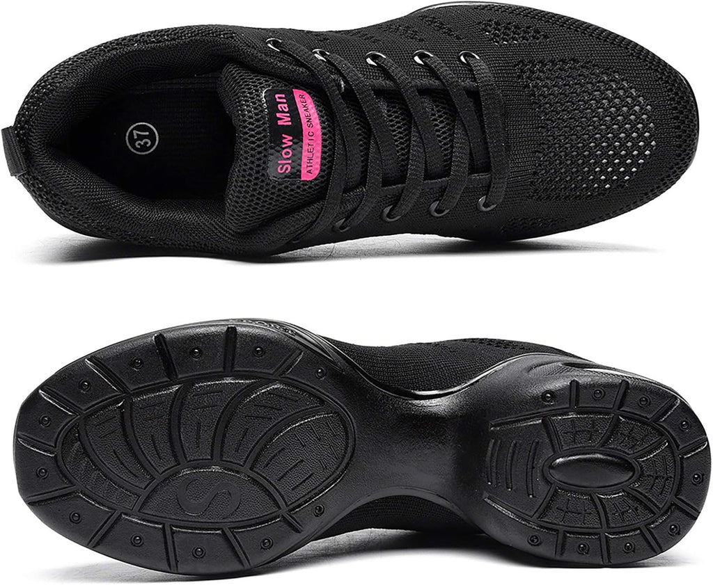 Skiennix Women's Jazz Shoes - Breathable Lace-Up Sneakers with Air Cushion | Split Sole Dance Platform