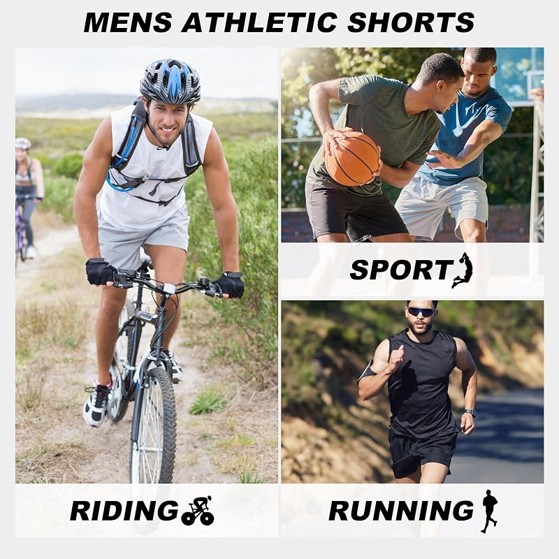 BVNSOZ Men's Athletic Shorts with Pockets - 5 Pack Black, 10" Inseam