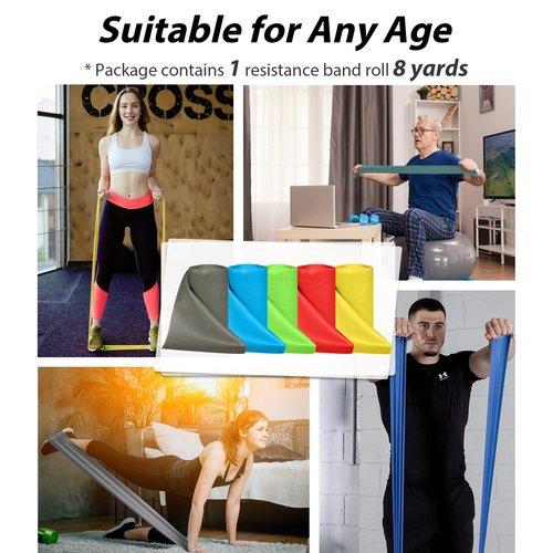 Resistance Bands Bulk Rolls for Working Out Women and Men, 8 Yard Physical Therapy Bands, Elastic and Exercise Bands for Rehab, Yoga, Pilates, Gym, Home Exercise
