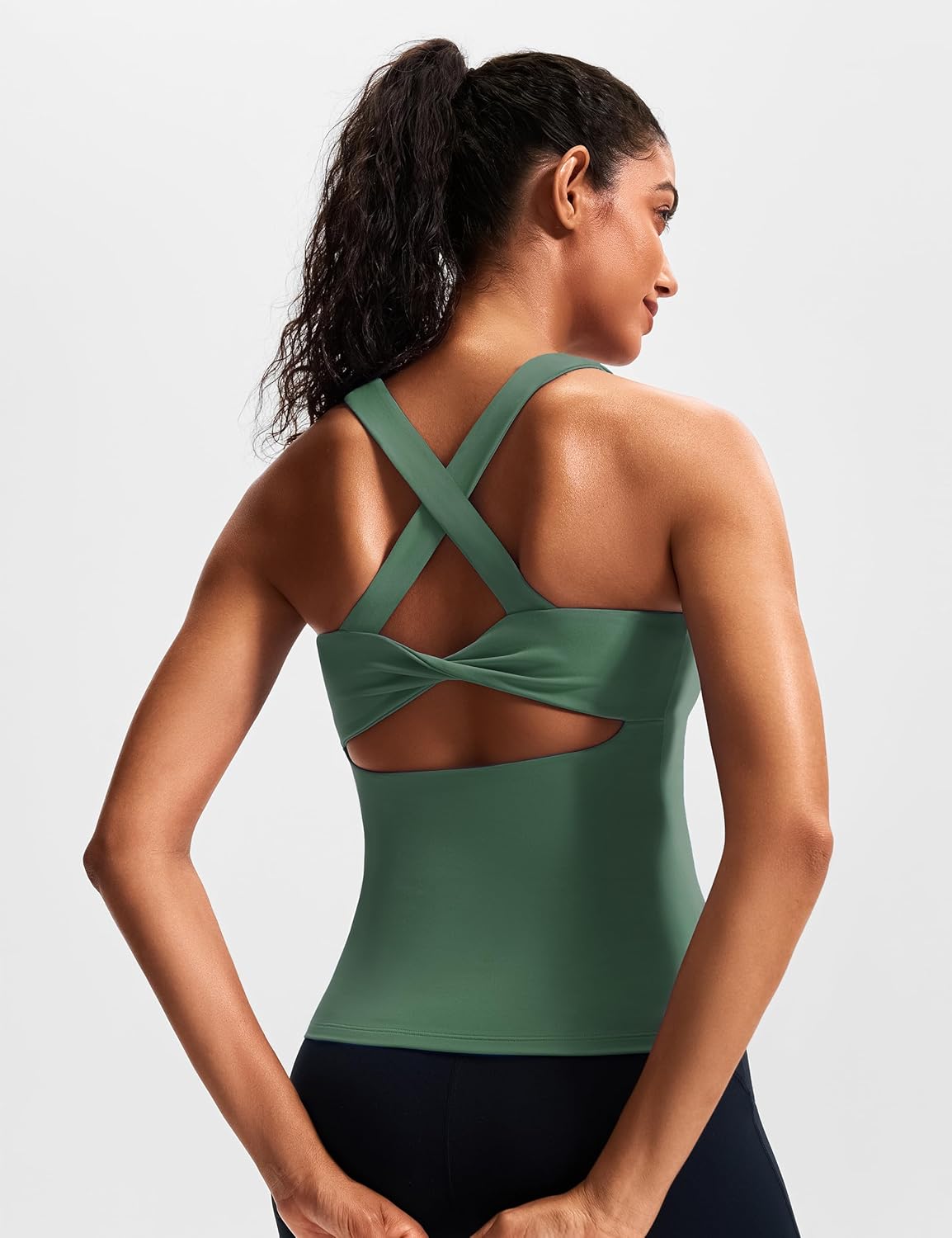 Skiennix Workout Tank Top - Built-In Bra Cross Back Athletic Yoga Camisole for Gym & Pilates