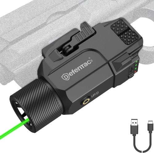 DEFENTAC Pistol Light Laser Combo - 1800lm Rechargeable Tactical Flashlight with Quick Release & Strobe