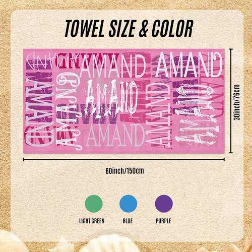 Jecivila Personalized Beach Towels for Kids - Quick Dry Microfiber, Custom Name, Large Size for Pool & Travel
