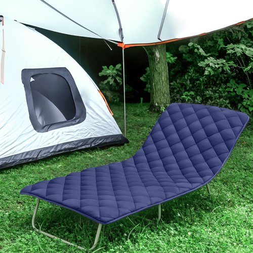 Cot Mattress Topper Pad Quilted, Non-Slip Super Soft Comfortable Cool Sleeping Pad 75"x30" for Camping Cot/Rv Bunk/Narrow Twin Beds, Navy