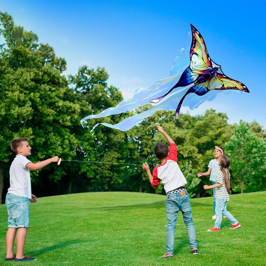 SGftre Yellow Tulle Butterfly Kite - Easy to Fly for Kids & Adults | Perfect for Beach Trips & Outdoor Fun