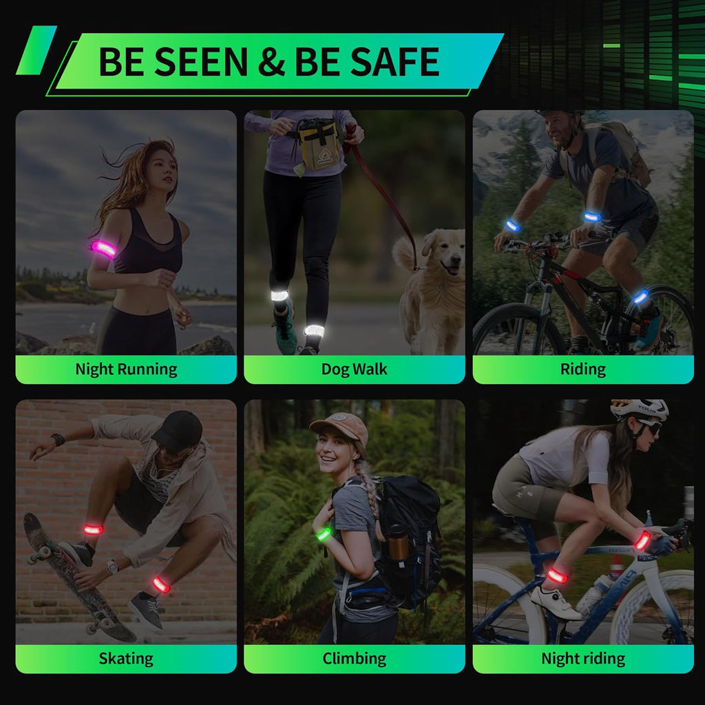 Skiennix LED Armband - Rechargeable Safety Light for Running & Night Walking | High Visibility Reflective Gear