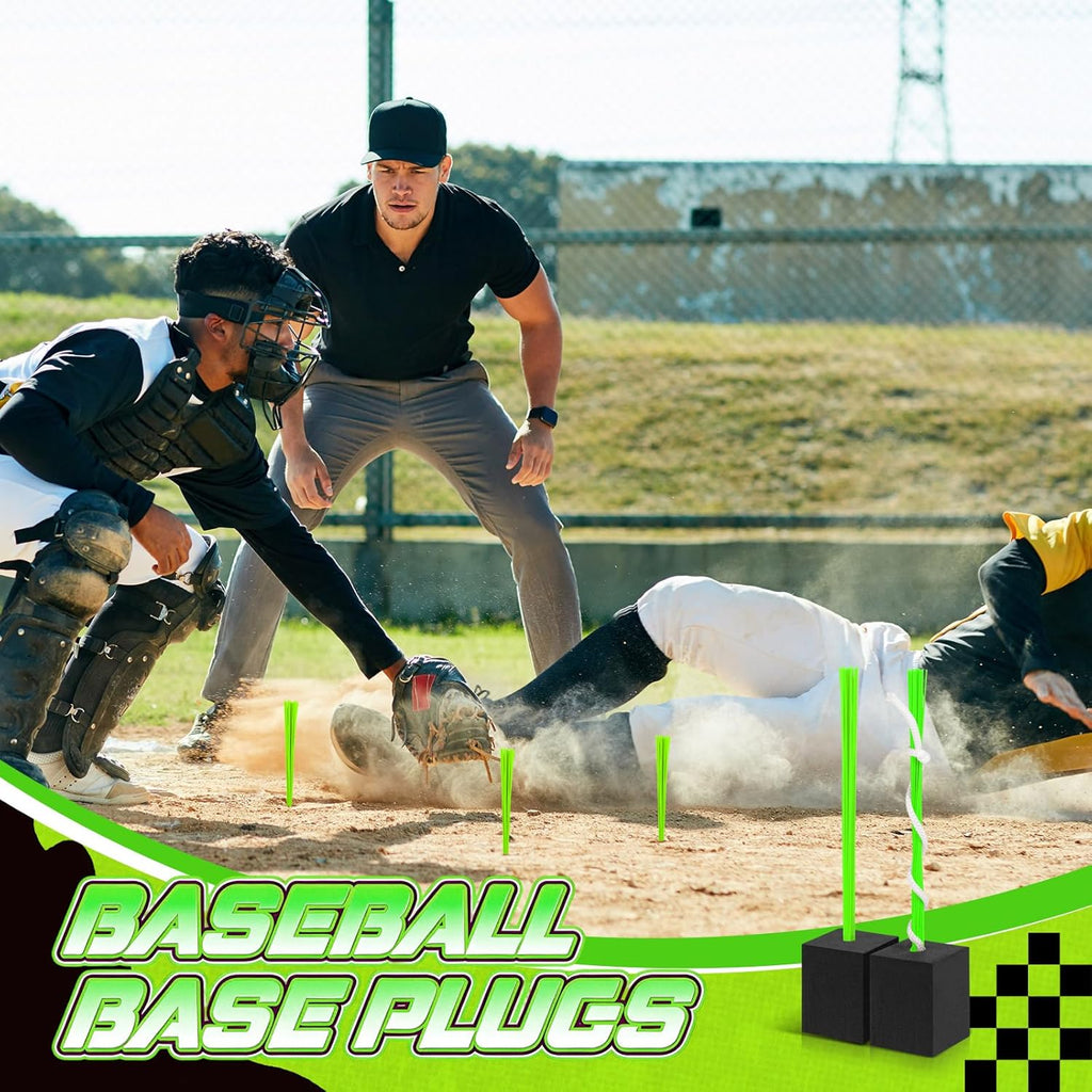 Shappy 48 Pcs Baseball Base Anchors - Heavy Duty Rubber Plugs with Tassel for Softball Drills