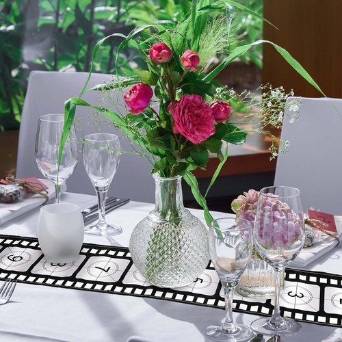 Breling Movie Night Table Runner - Film Strip Design for Party Decor | 12 x 72 Inch, Classic Style (3 Pcs)