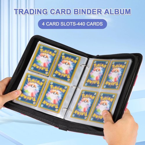 CLOKORIA Trading Card Binder - 440 Pocket Holder Case with 55 Sleeves for TCG & Sports Cards | Purple & Black