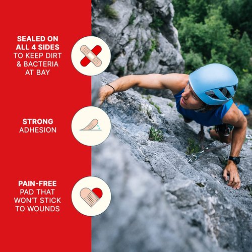 ELASTOPLAST Fabric and Plastic Adhesive Bandages Variety Pack (80 Strips), Flexible & Water-Resistant Bandage with All-Around Adhesion, Ideal for First Aid Kit (Imported from Canada)