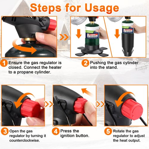 Golf Cart Heater 2 in 1 Portable Propane Heater with Self Ignition Golf Cart Cup Holder&Cylinder Base for EZGO Yamaha Club Car Most Golf Cart Tents (Fuel Cylinder not included）