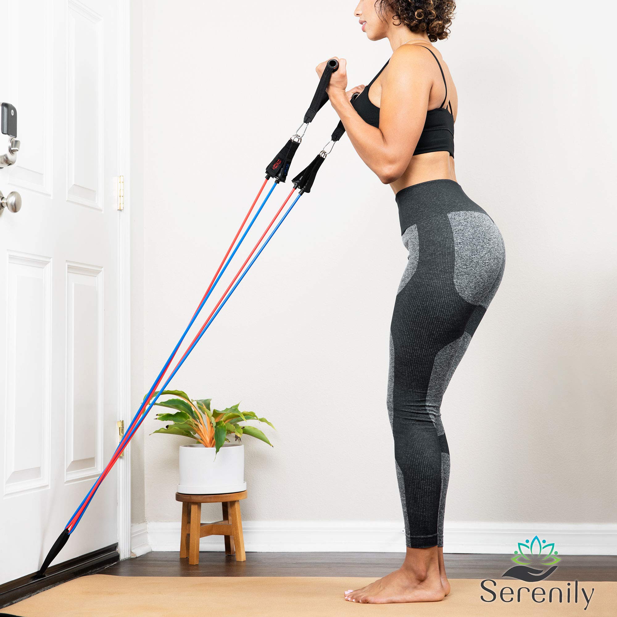 Serenily Exercise Bands, Resistance Bands for Women & Men. Workout Bands with Handles, Straps & Door Anchor Fitness Bands for Resistance Training, Home Workout Equipment Gym Bands for Physical Therapy