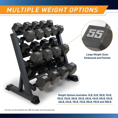 Marcy Cast Iron Hex Dumbbells - Durable Weight Options from 3-lb to 100-lb | Sold Individually