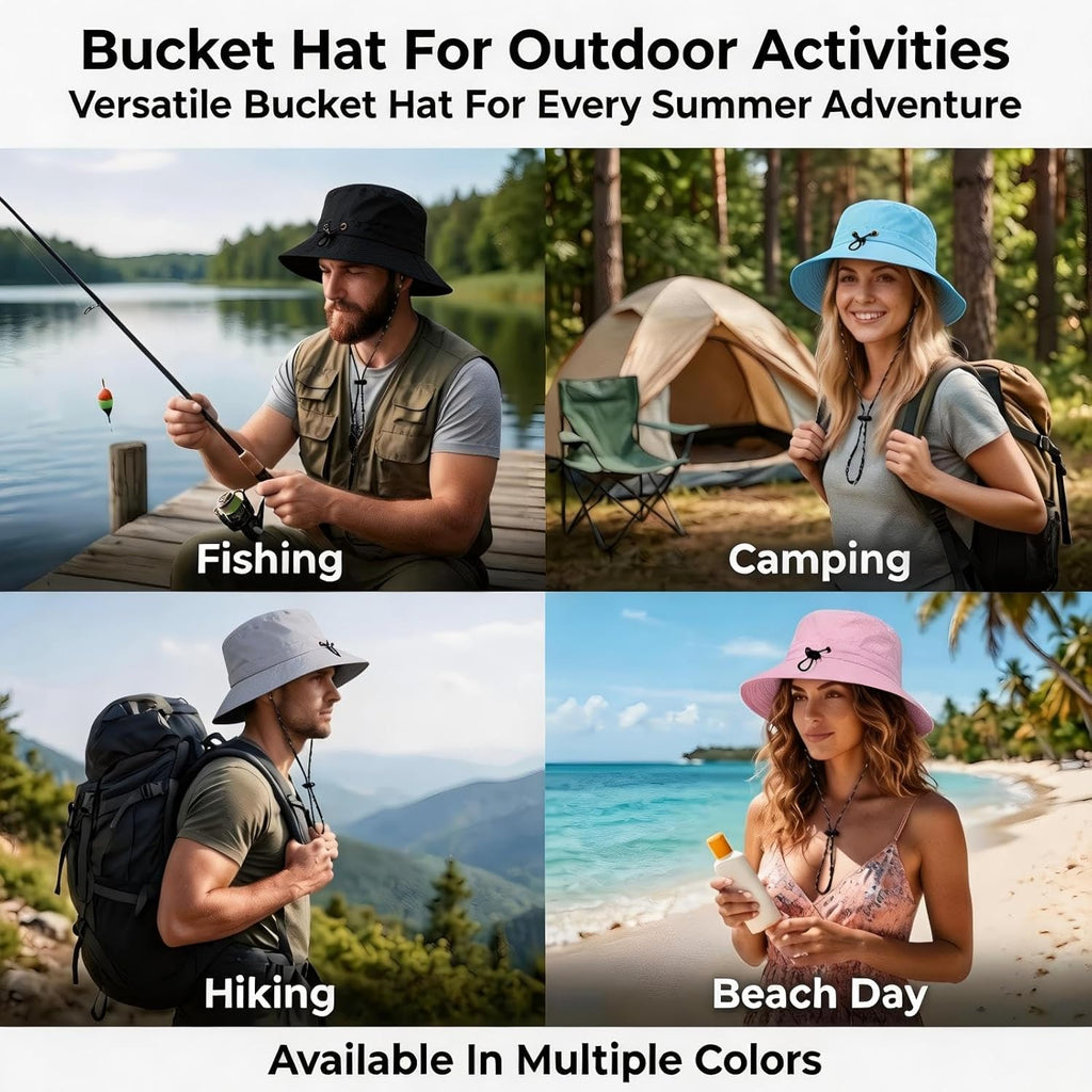 Skiennix Bucket Hat - UV Sun Protection with Wide Brim | Waterproof Fishing Hat for Outdoor Adventures