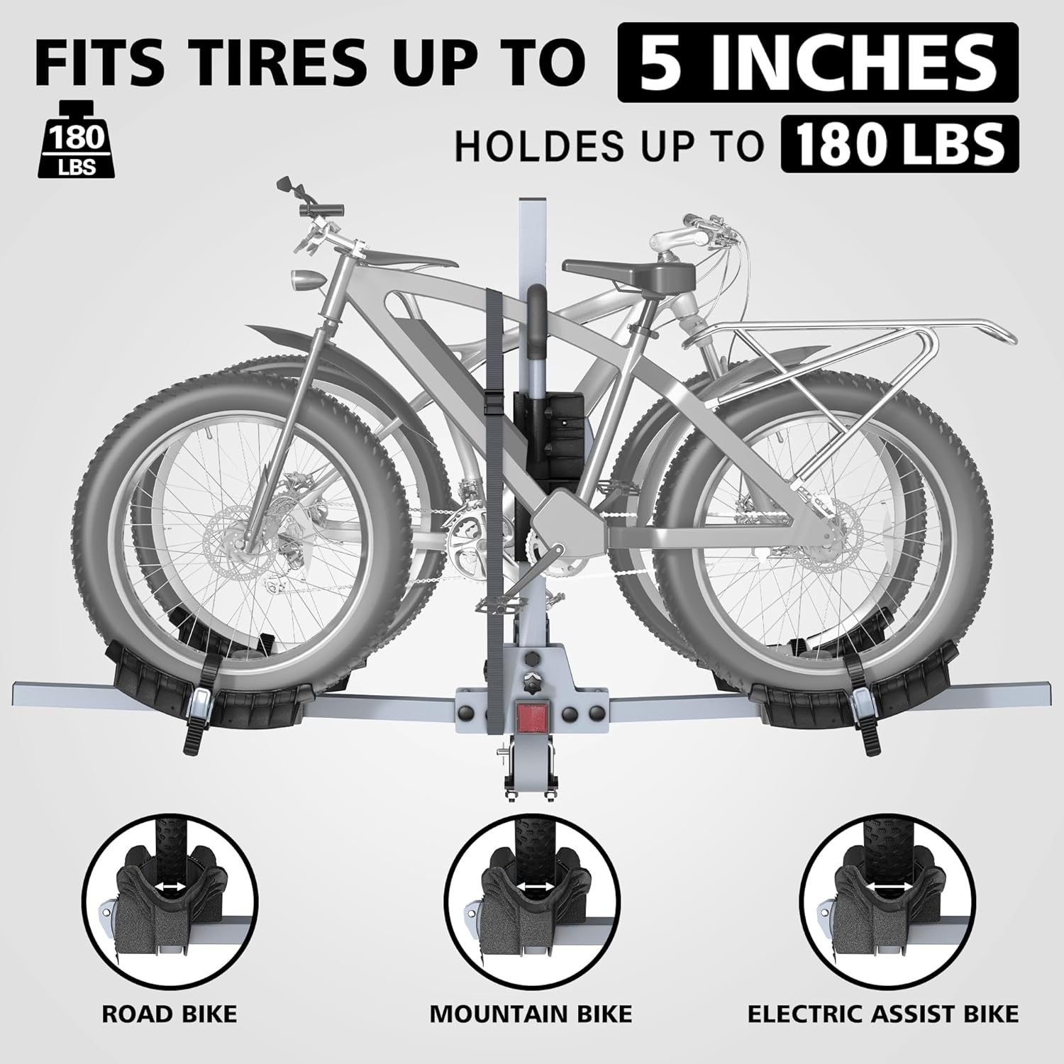 WILDROAD 2-Bike Hitch Rack - Foldable & Wobble-Free Design for Standard, Fat Tire & E-Bikes | 180 lbs Capacity