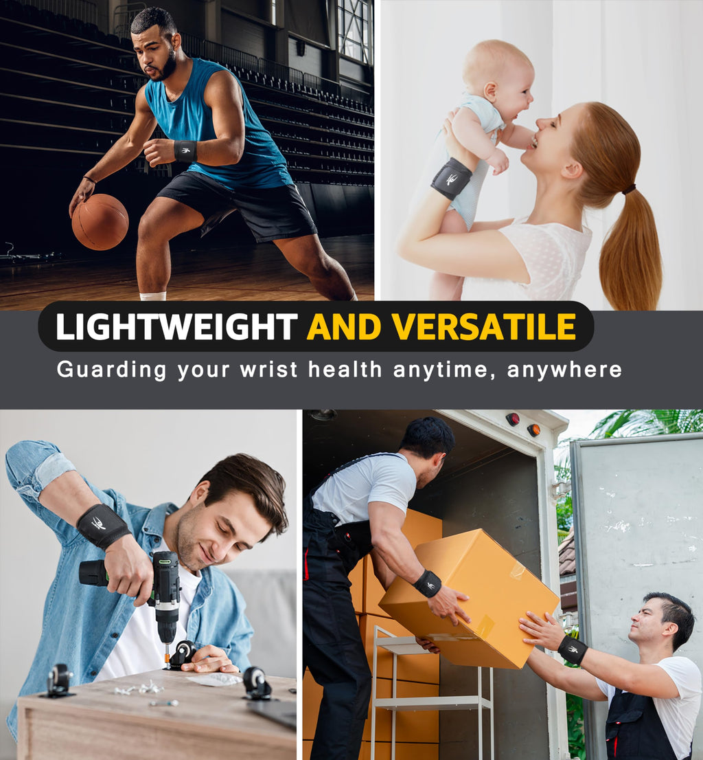 HiRui Wrist Compression Strap Wrist Brace Wrist Wraps for Fitness, Weight Lifting, Tendonitis, Carpal Tunnel Arthritis, Pain Relief, Great Support for Men Women, Adjustable (2 PCS)