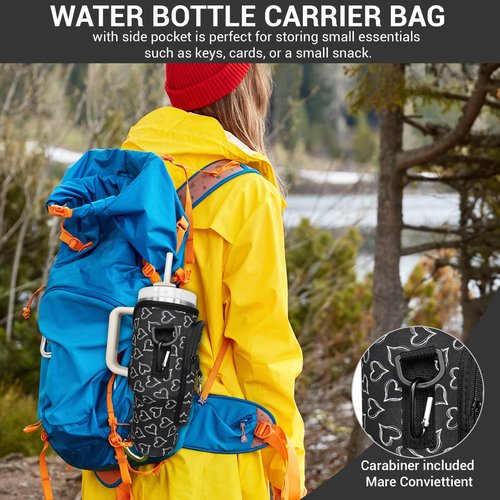 Stanley Cup 40oz Tumbler Crossbody Bag with Adjustable Strap, Zipper Pocket and Key Holder (Heart Print)