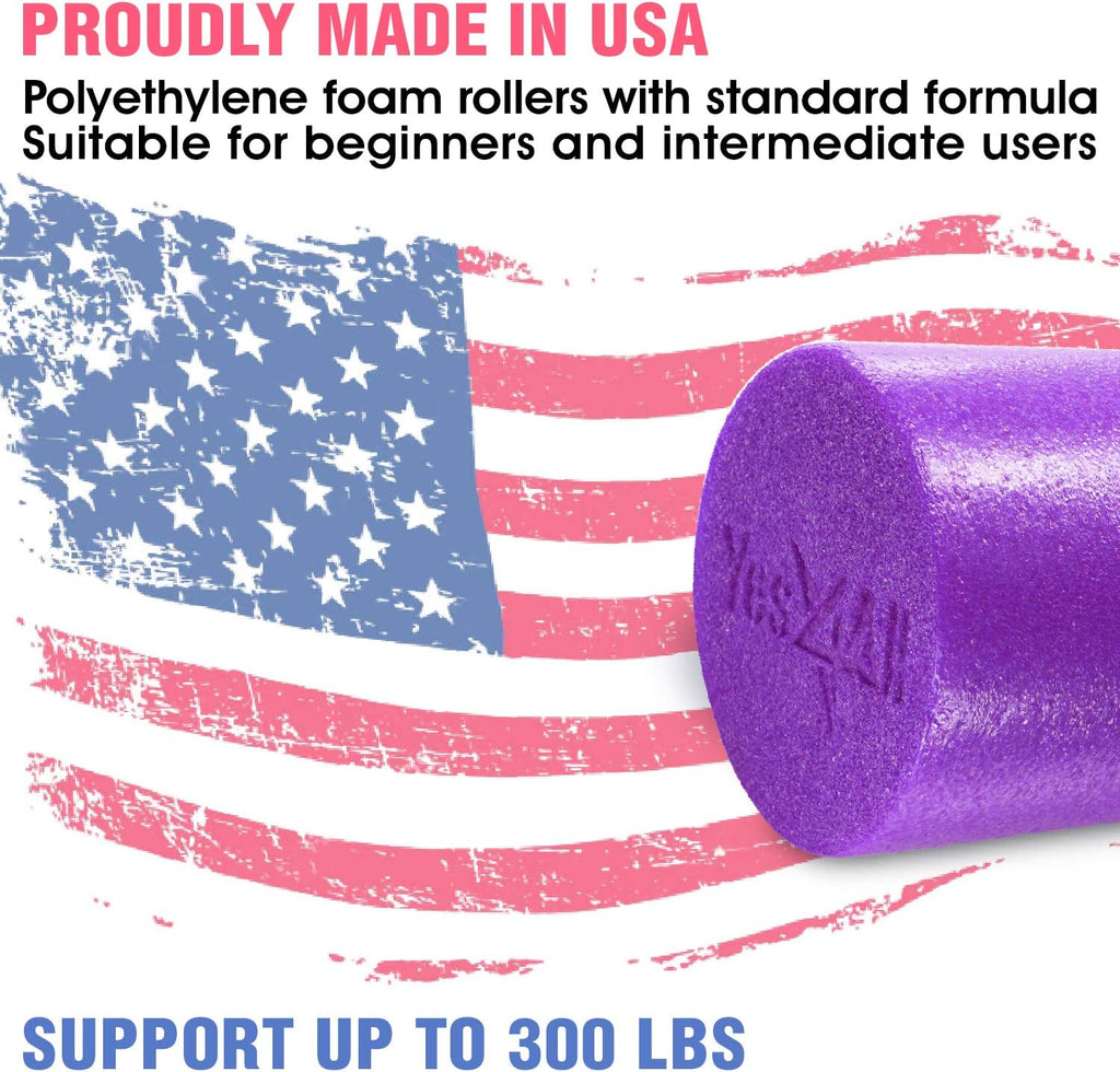 Yes4All Foam Roller - Medium Firm Round PE for Pilates, Yoga & Core Exercises | 12-36 Inches