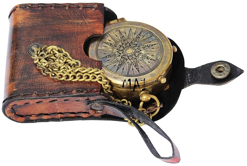 Brass Pocket Compass for Hiking – Antique Style, Survival Navigation Tool