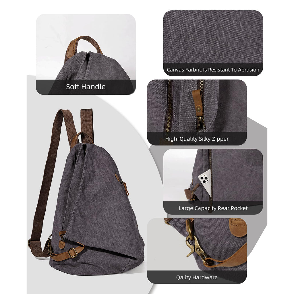 KL928 Canvas Vintage Backpack – Large Casual Daypack Outdoor Travel Rucksack Hiking Backpacks for Men Women