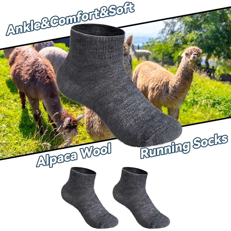 2 Pairs Alpaca Wool Ankle Socks - Dark Gray
