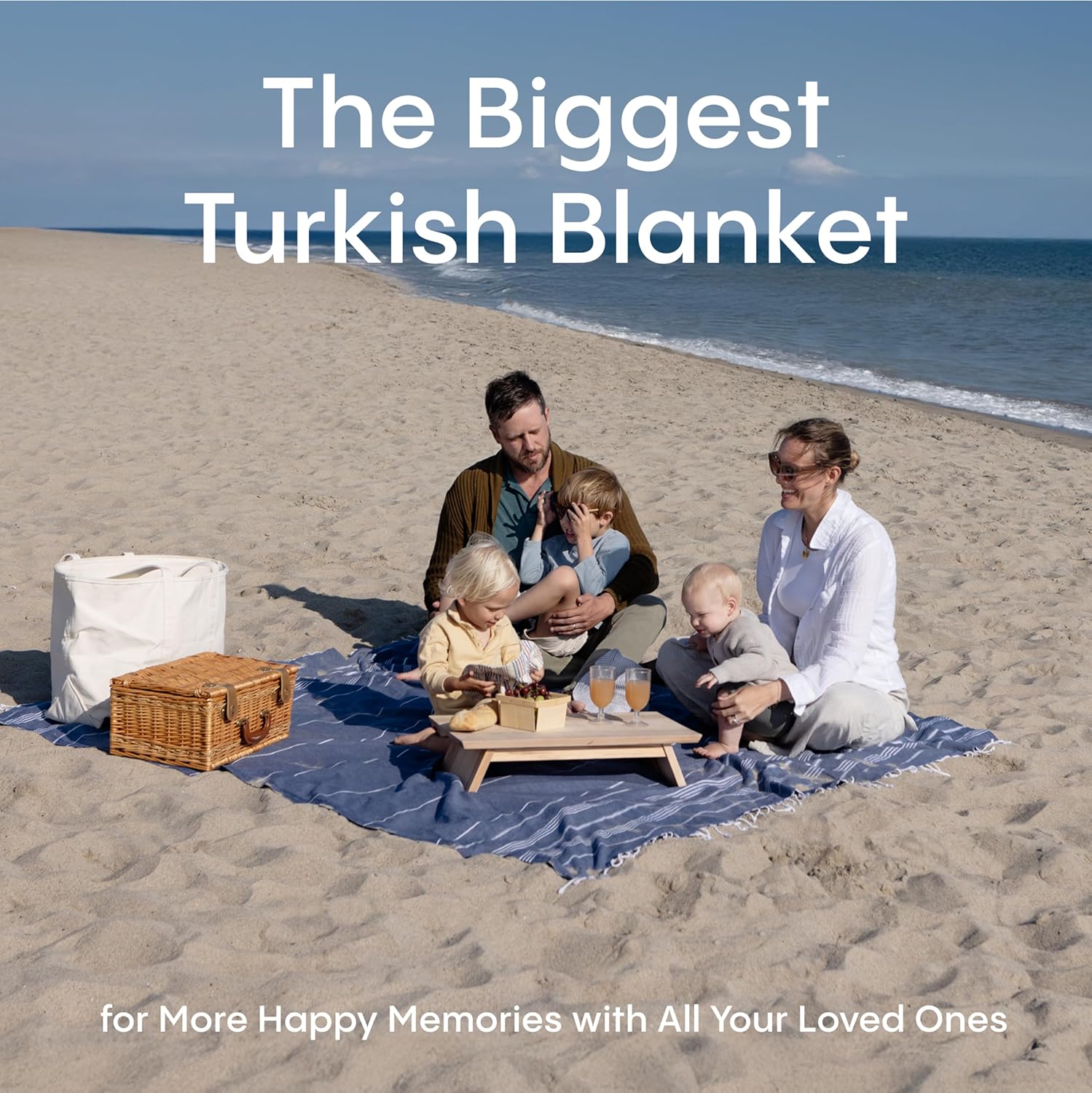 WETCAT Turkish Beach Blanket - Sandproof 100% Turkish Cotton, Extra Large 82"x82", Ultra Soft Aqua Throw