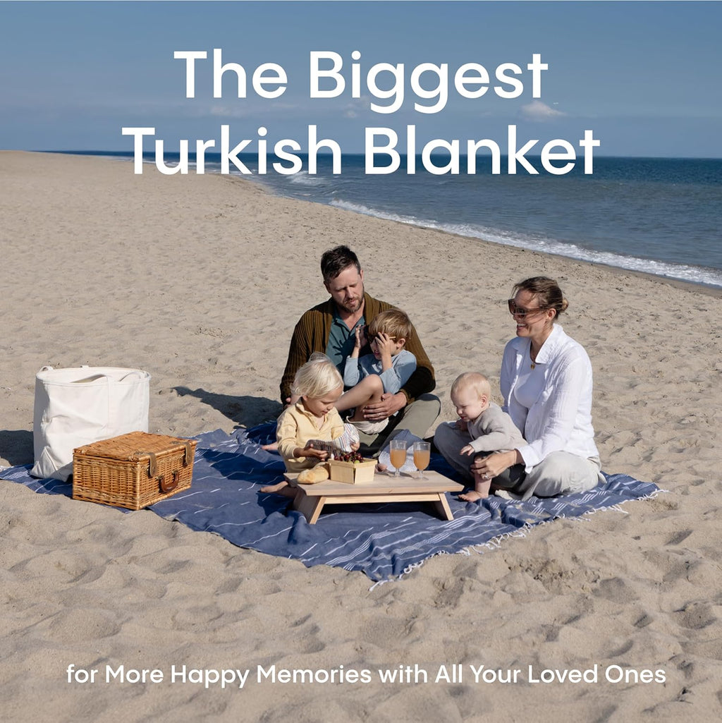WETCAT Turkish Beach Blanket - Sandproof 100% Turkish Cotton, Extra Large 82"x82", Ultra Soft - Aqua