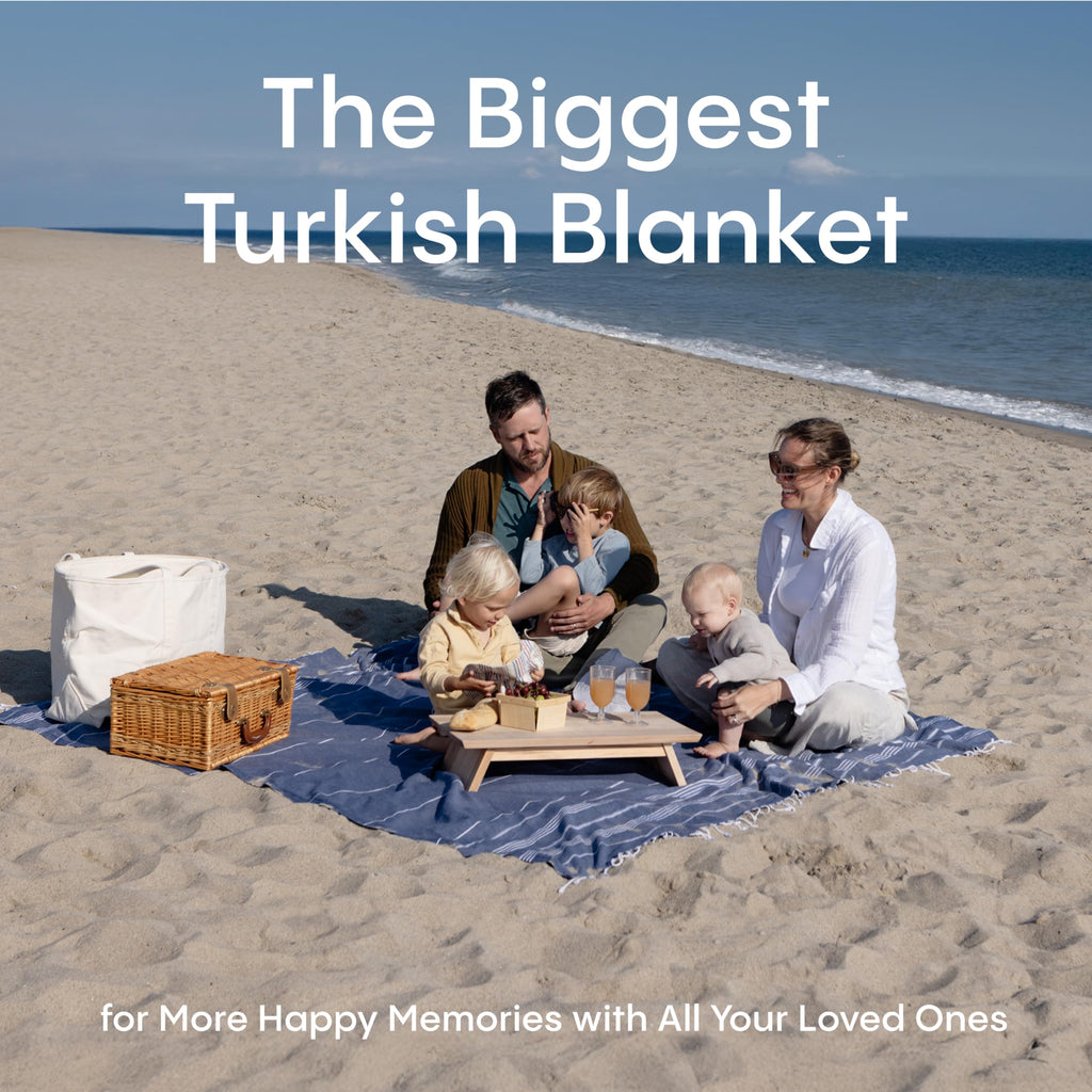 WETCAT Turkish Beach Blanket Sandproof (82"x82") 100% Turkish Cotton, Made in Turkey - Sand Free, Ultra Soft, Extra Large Throw for Picnic – Teal