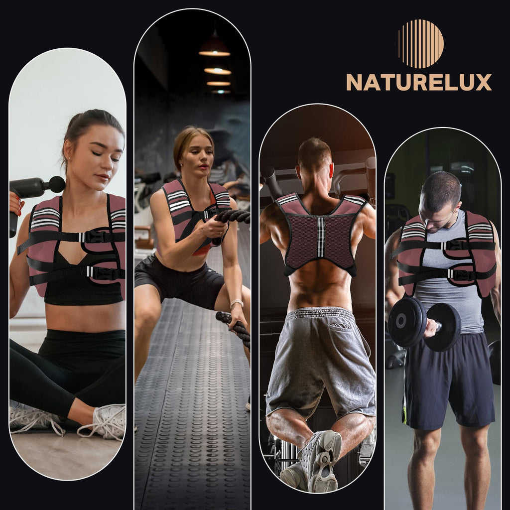 NATURELUX Weighted Vest with Reflective Stripe and Adjustable Buckle Straps, Sand Brown, 25 lbs