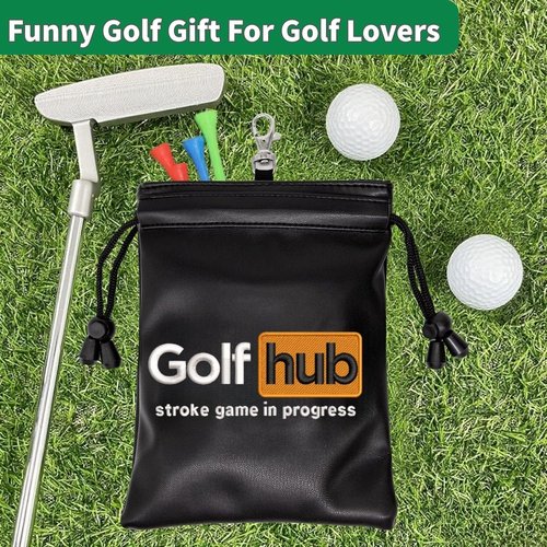 Funny Golf Valuables Pouch,Golf Pouch Bag with Drawstrings Tee Bag for Men Women - Hub