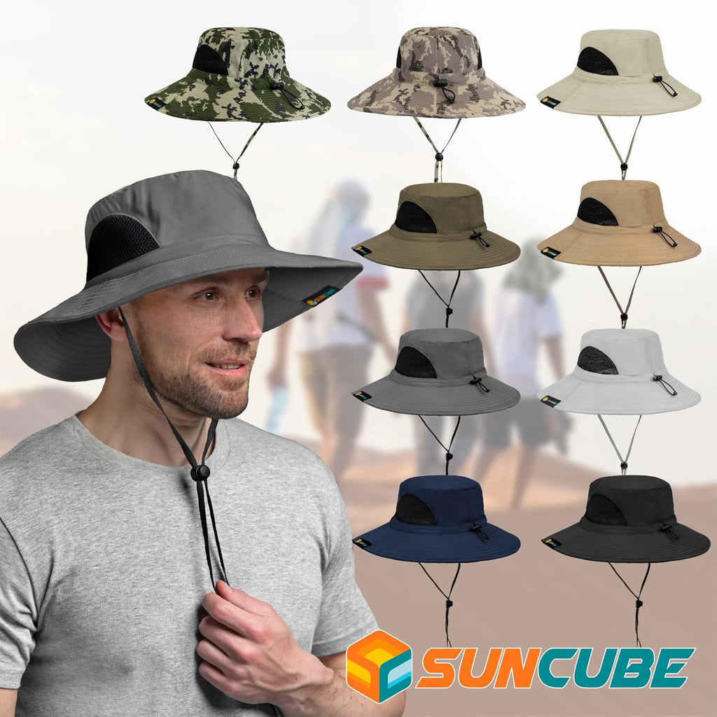 SUN CUBE Wide Brim Sun Hat - UV Protection Fishing & Hiking Bucket Hat | UPF 50+ for Men & Women