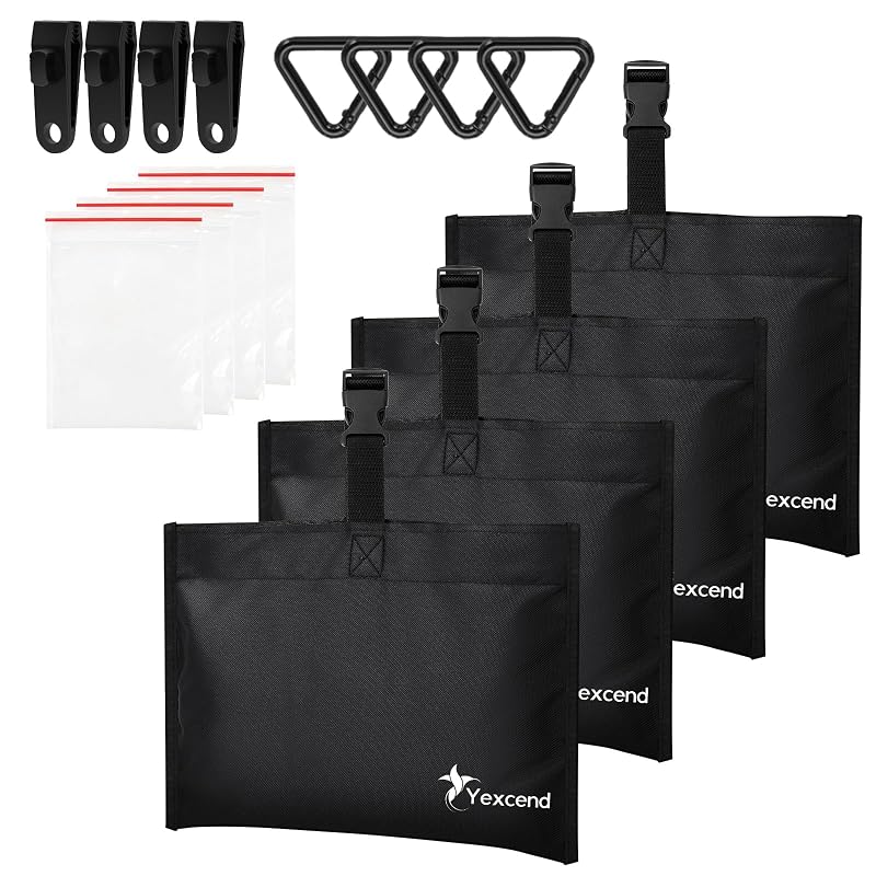 4 Pack Boat Cover Sand Bags Mooring Kit with Tarp Clips 600D Waterproof