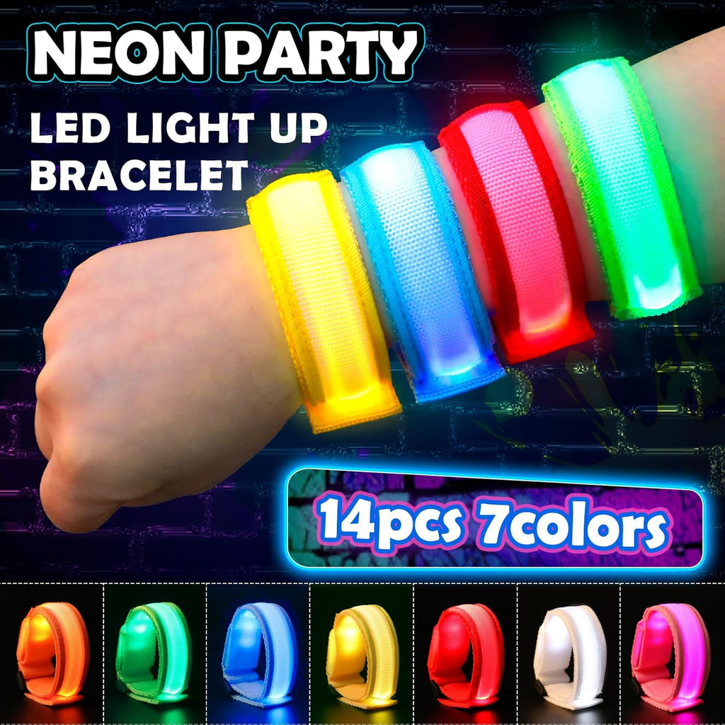 Skiennix 14 PCS LED Glow Bracelets - Light Up Bracelets for Kids & Adults | Perfect for Parties & Night Events