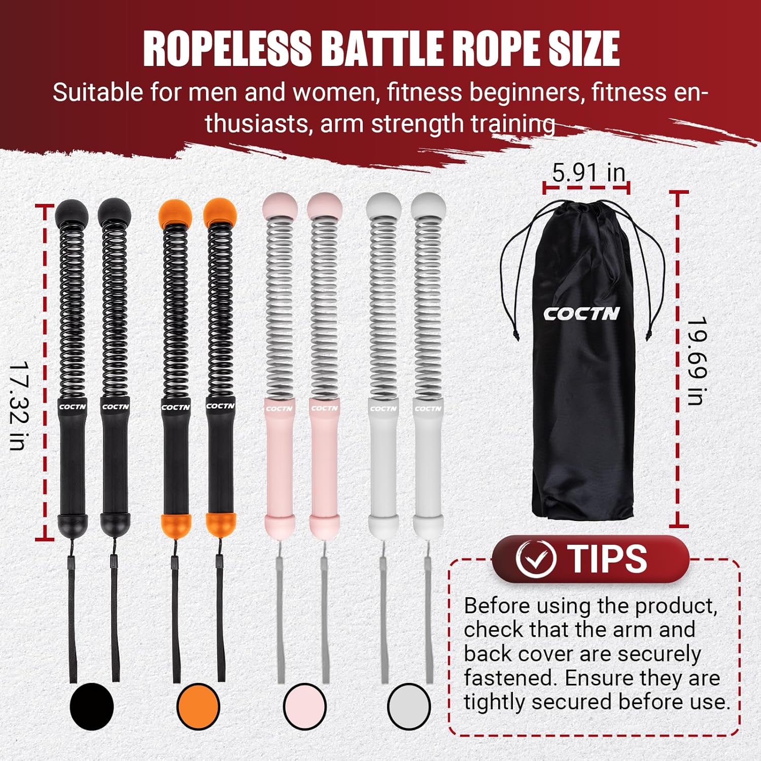Skiennix Weighted Ropeless Battle Ropes - Heavy Duty Cordless Design for Home Gym | Ideal for HIIT & Strength Training