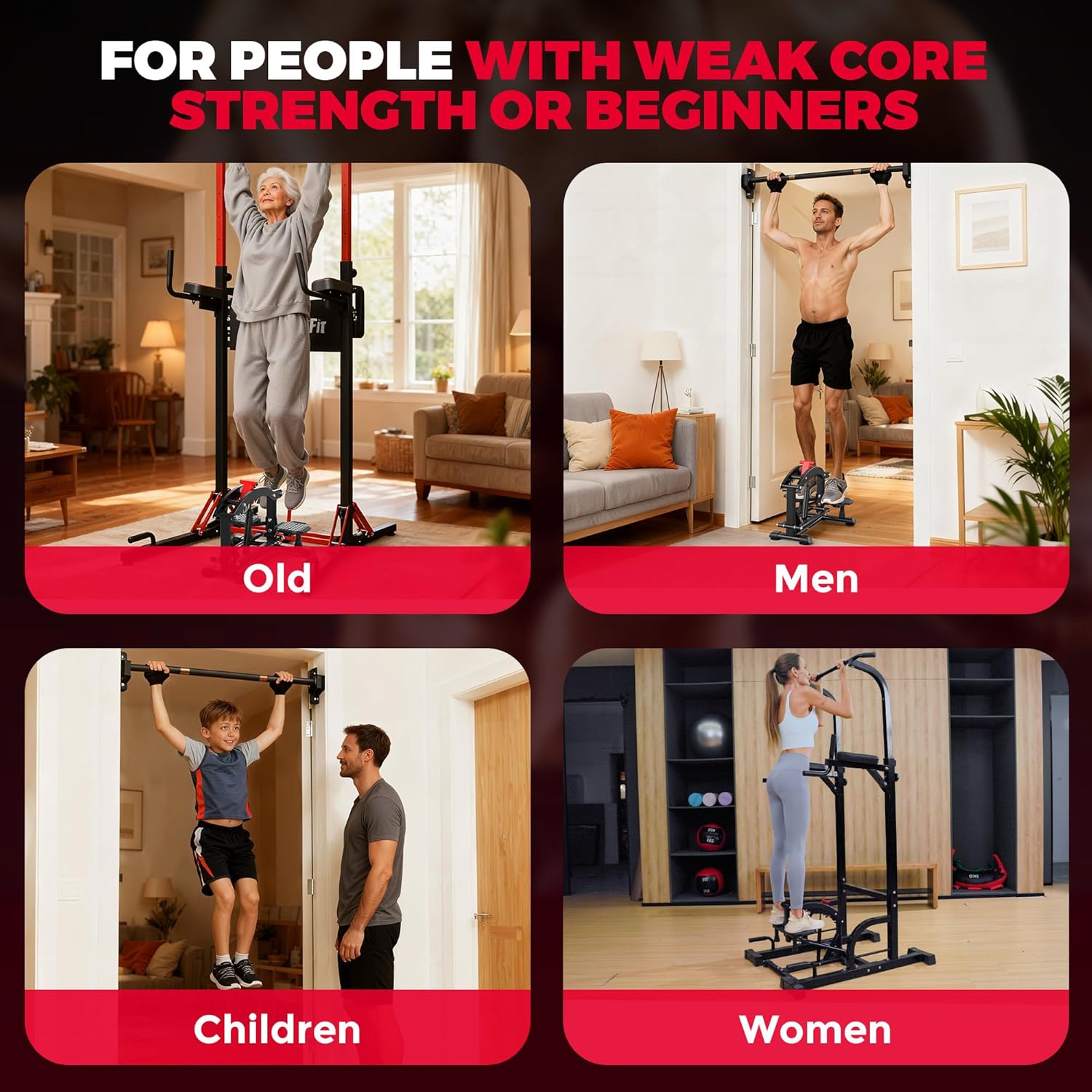 ONETWOFIT Pull Up Assistance Machine - 660 LBS Multi-Function Adjustable Power Assist for Home Gym Fitness