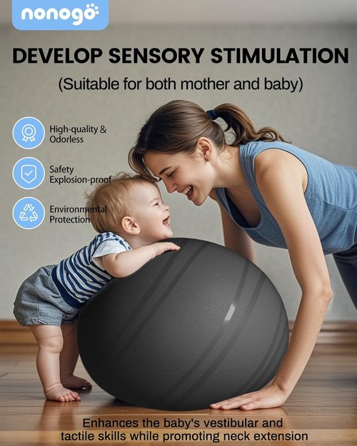 Nonogo Birthing Ball - Pregnancy Exercise Ball with Resistance Bands & Pump | Yoga & Physical Therapy
