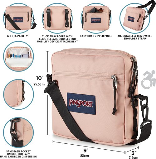 JanSport Central Adaptive Accessory Bag - Wheelchair & Walker Compatible, Versatile Carry Options, Black