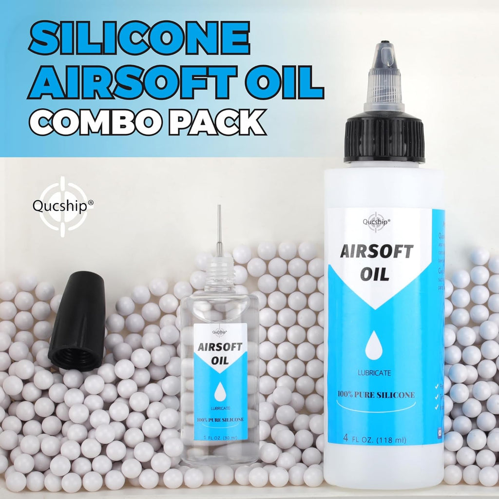 Skiennix Airsoft Oil - 100% Silicone Multi-Purpose Lubricant | 4 oz & 1 oz Needle Oiler