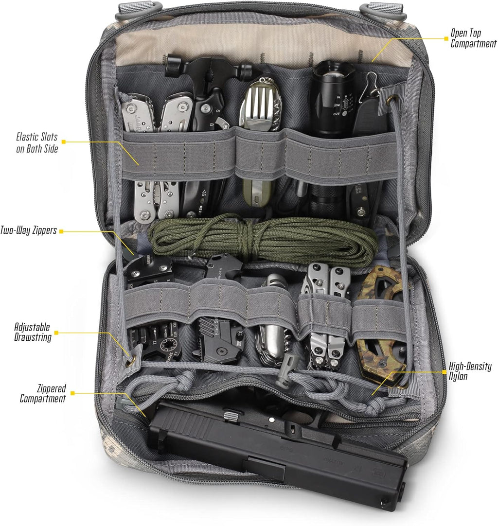WYNEX Tactical Admin Molle Pouch - Durable 1000D Nylon Medical EDC Utility Bag for Hiking & EMT Use