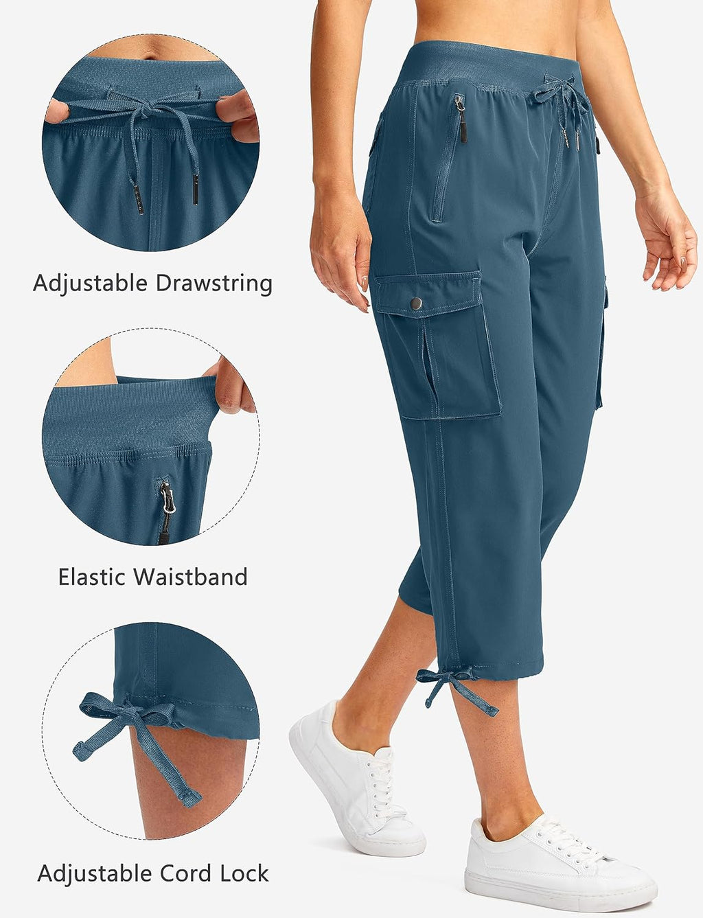 Soothfeel Women's Cargo Capris - Lightweight Quick-Dry Travel Pants with 6 Pockets | Summer Casual Wear