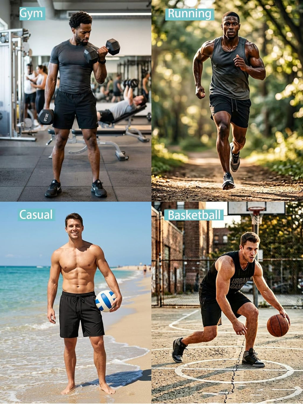 Sailwind Men's Athletic Running Shorts - Quick Dry Lightweight Workout Shorts with Zipper Pockets | 7" Length