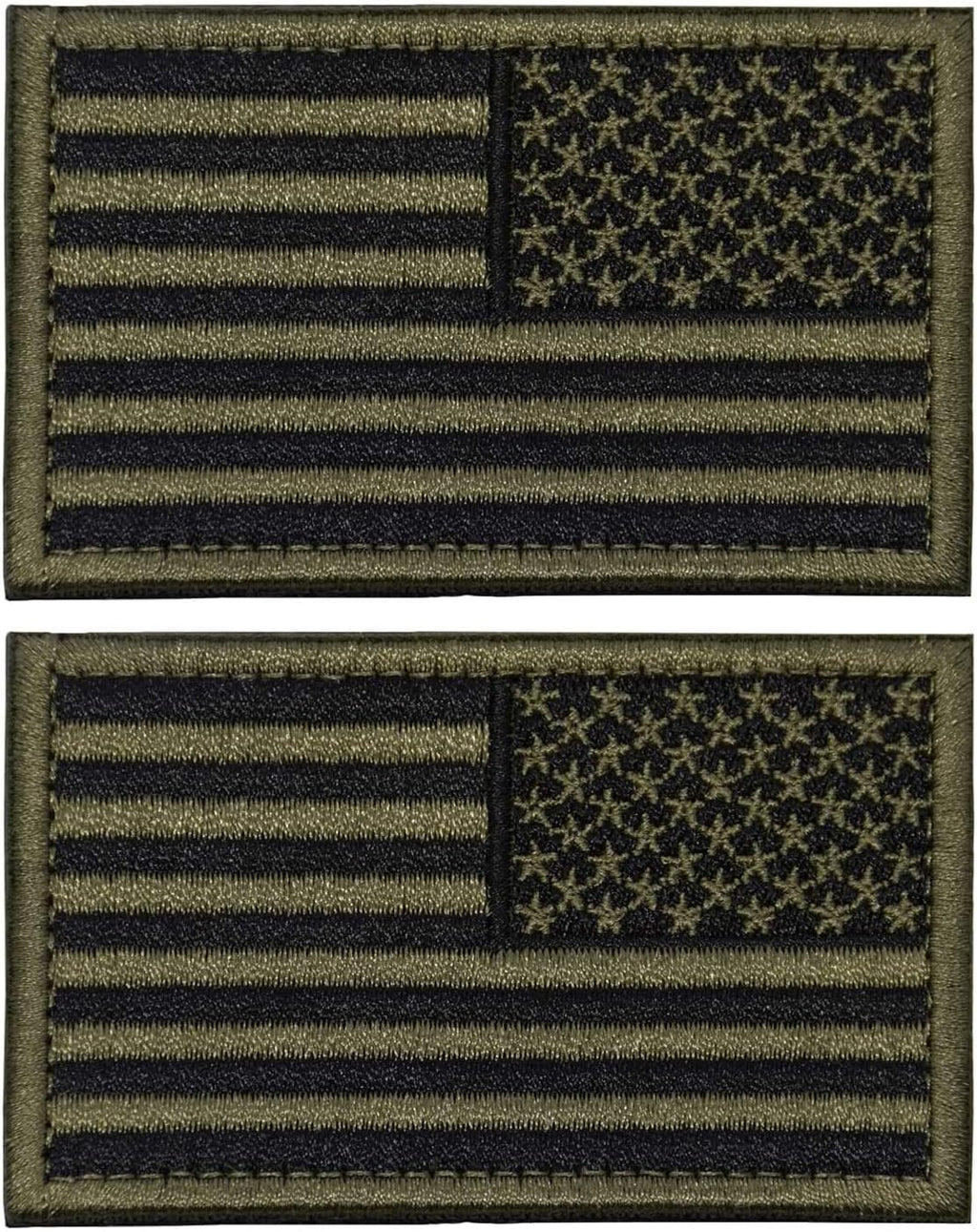 Skiennix Tactical USA Flag Patch - American Flag Emblem for Military Uniforms | 2-Pack Army Green