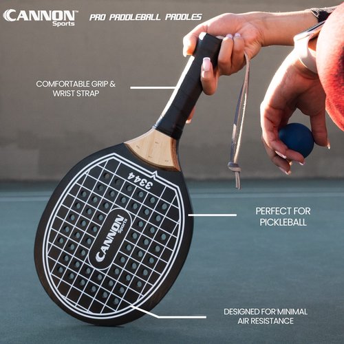 Cannon Sports Pro Wooden Paddleball Paddle for POP Tennis & Paddle Ball (Black)