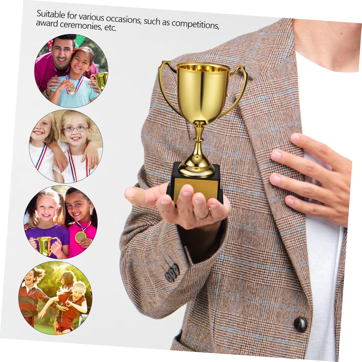 Veemoon Trophy Award - 7.5 Inch Plastic Trophy Cup for Party Favors & Competitions | Gold