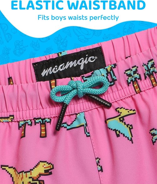 Maamgic Boys Swim Trunks - 4-Way Stretch Quick Dry Bathing Suit with Compression Liner | Toddler Beach Shorts