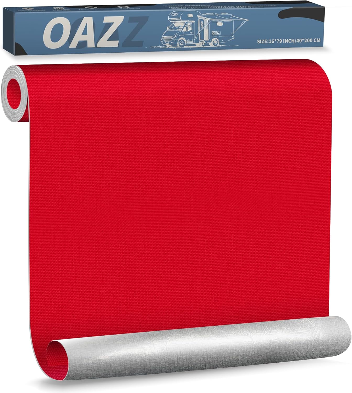 OAZ Canvas Repair Patches - Waterproof Self-Adhesive Fabric Tape for Outdoor Gear | 16 x 79 Inch (Red)