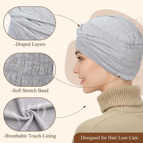 BCHRTOIP 4 Pcs Stretch Chemo Headwear for Women, Soft Cancer Hat for Hair Loss