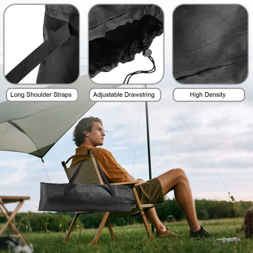 2pcs Camping Chair Replacement Bag, 43.31x14.96in Portable Folding Large Storage Bag with Double-Handle Straps and Drawstring for Hammock Yoga Mat Poles Tent Travel Accessories(No Chair Included)